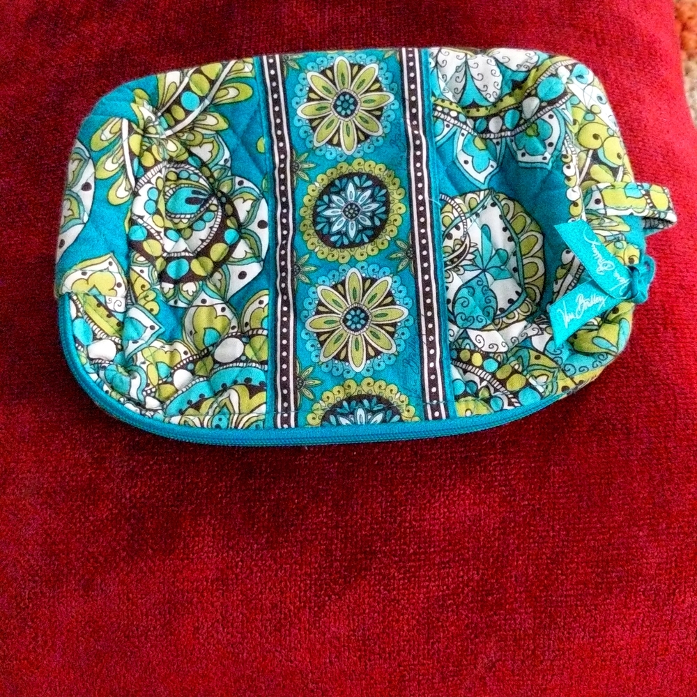 Women's Purse in Aqua Blue with Flower Pattern